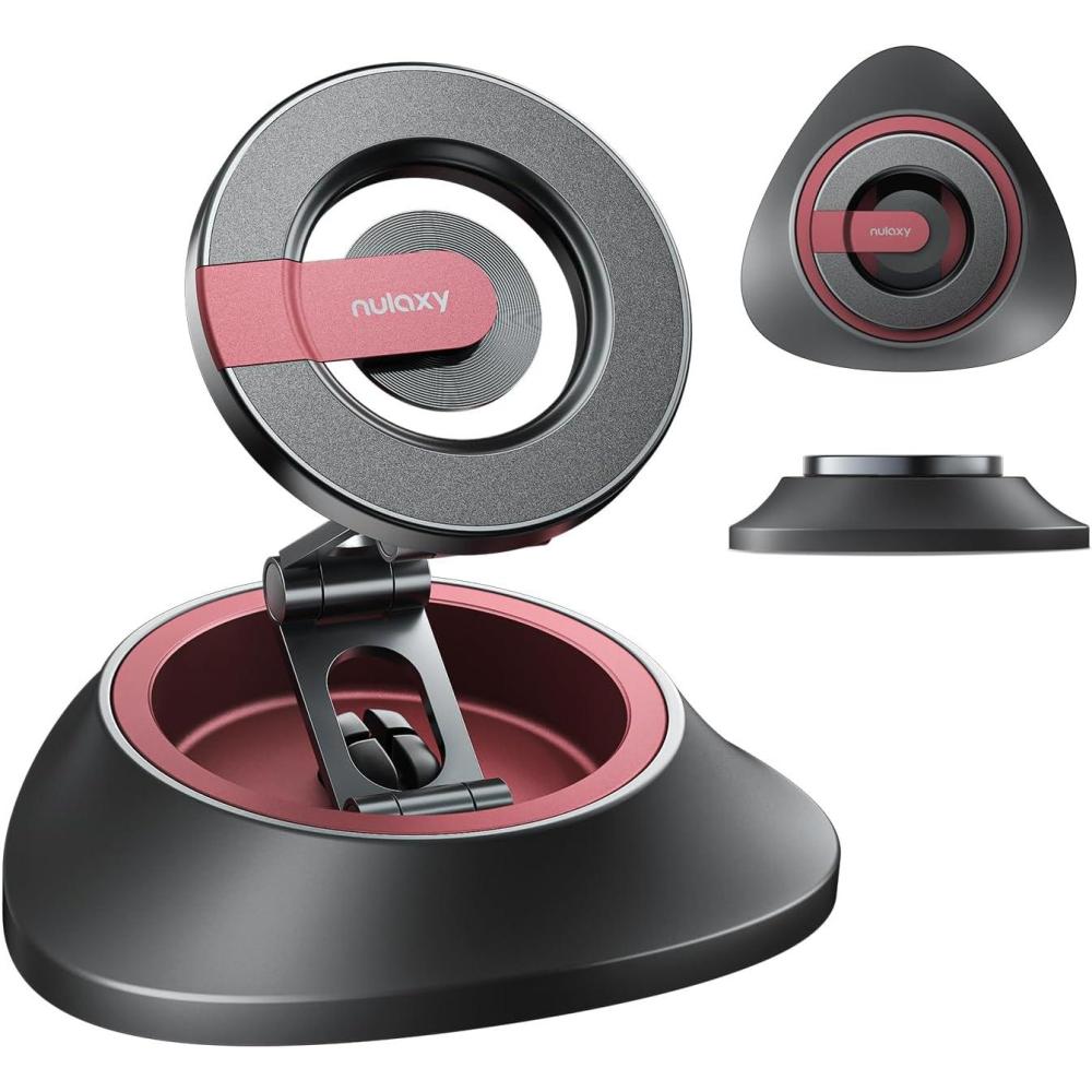 imageNulaxy Magsafe Car Mount for Car Dashboard UltraStable ampamp Strong Car Phone Holder with Rotating Base Foldable Threeaxis Magnetic Phone Holders for Your Car Compatible with iPhone 17 Pro MaxRed