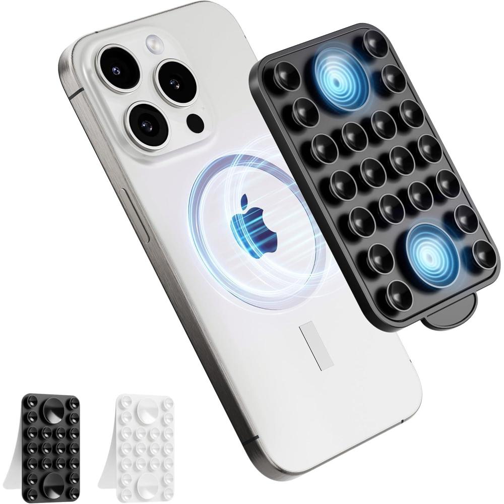 imageNulaxy Stronger Magnetic Detachable Silicone Suction Cup Phone Mount with 2 Sticky Grip Holder 3Pack HandsFree Phone Accessories Holder for VideosSelfiesCookingGym Adhesive Grip for Cell Phone