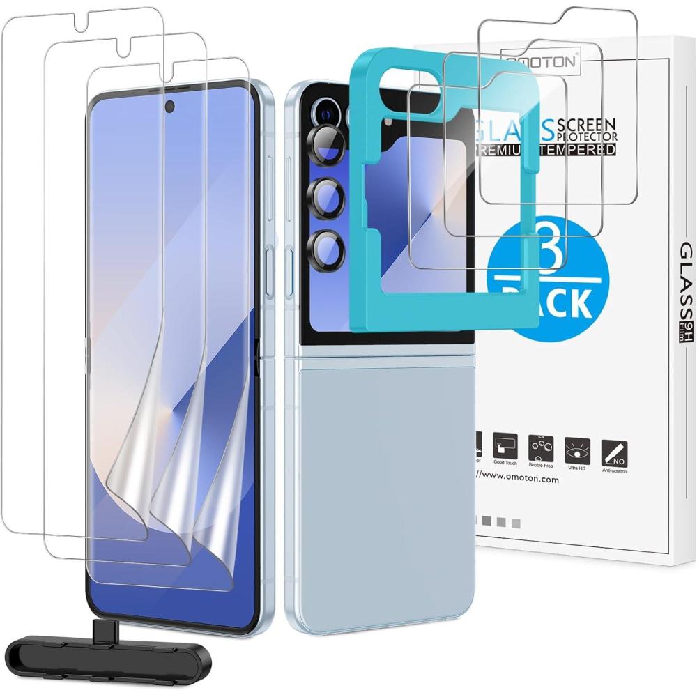 imageOMOTON 2 Pack for Samsung Galaxy S25 Ultra Screen Protector Auto Alignment Easy Installation Dust Free for S25 Ultra Screen Protector Tempered Glass Fingerprint SupportCase FriendlySamsung Galaxy Z Flip 6 67 inch