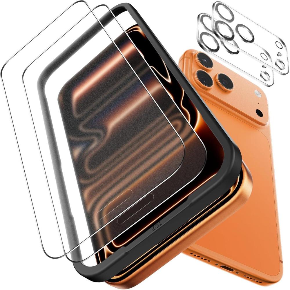 imageOMOTON 22 Pack Matte Screen Protector for iPhone 17 Pro 63 Inch 2025 Matte Layer Film with Camera Lens Protector Tempered Glass with Easy Installation Tool Antiglare Smooth Touch Feel as SilkiPhone 17 Pro Max
