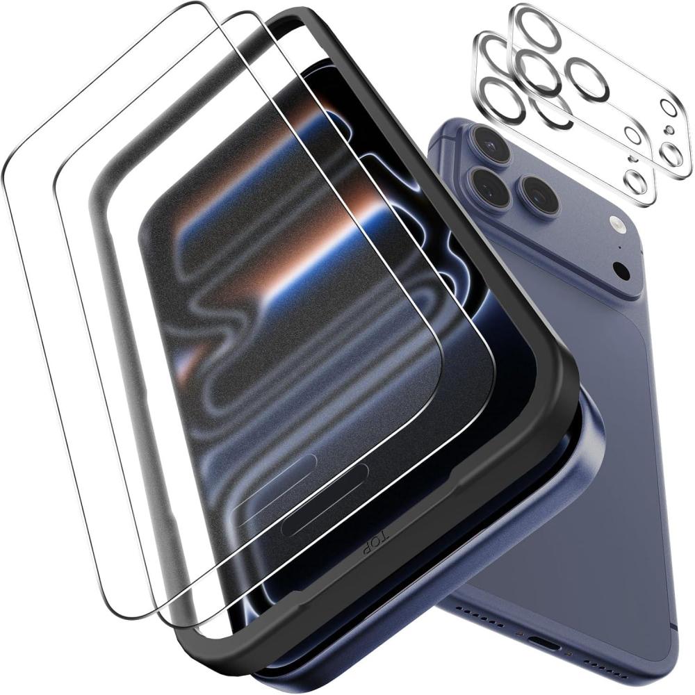 imageOMOTON 22 Pack Matte Screen Protector for iPhone 17 Pro 63 Inch 2025 Matte Layer Film with Camera Lens Protector Tempered Glass with Easy Installation Tool Antiglare Smooth Touch Feel as SilkiPhone 17 Pro