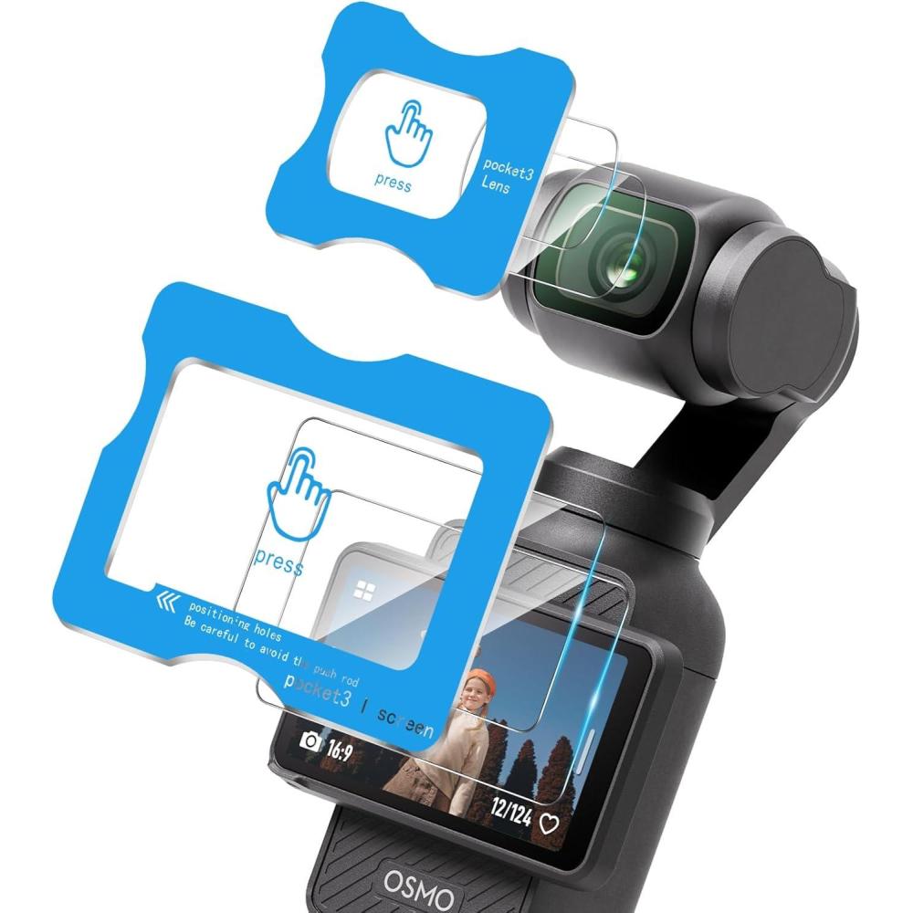 imageOMOTON 22 Pack Screen Protector for DJI Osmo Pocket 3 Tempered Glass Screen Protector with Easy Installation Tray for DJI Osmo Pocket 3 Accessories HD ClearSensitive Touch
