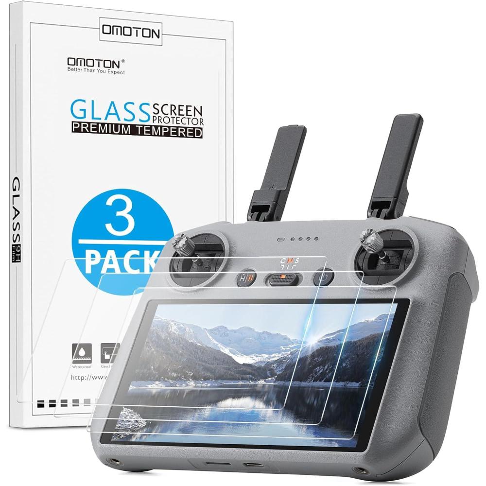 imageOMOTON 3 Pack Screen Protector for DJI RC Pro 2 Controller Tempered Glass Screen Protector with Easy Installation for DJI Mavic 4 pro Remote Controller Accessories HD ClearSensitive TouchDJI Mavic 4 Pro RCRC 2