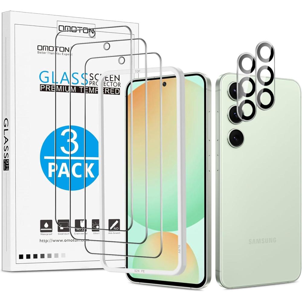 imageOMOTON 32 Pack Screen Protector and Camera Lens Protector for Samsung Galaxy S24 FE Anti Scratch Bubble Free
