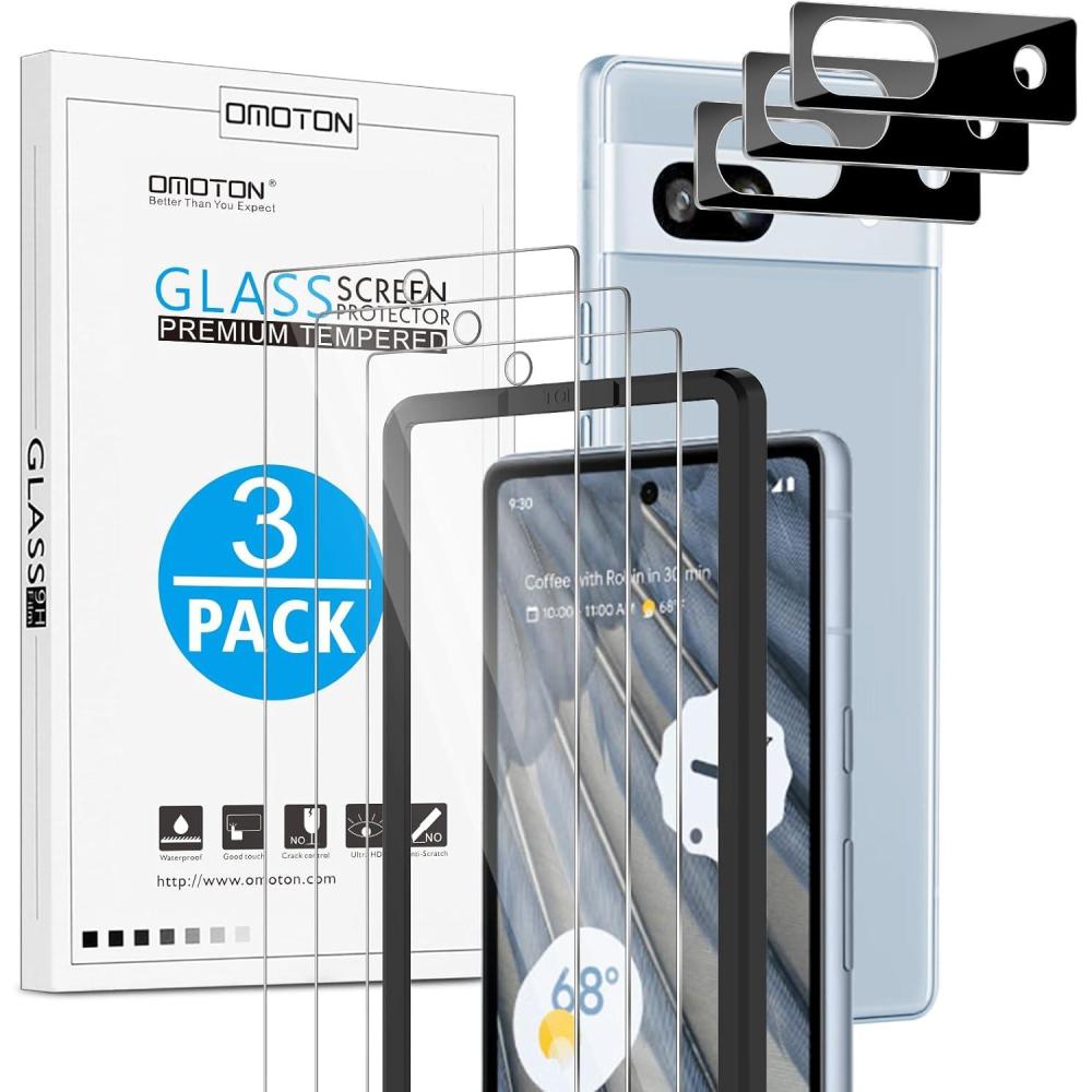 imageOMOTON 32 Pack for Google Pixel 10 Pro XL Screen Protector 68 Inch 2025 3 Tempered Glass Film and 2 Camera Lens Protector Bubblefree Easy Installation Not for Pixel 10 Pro 10Pixel 7a  61 Inch
