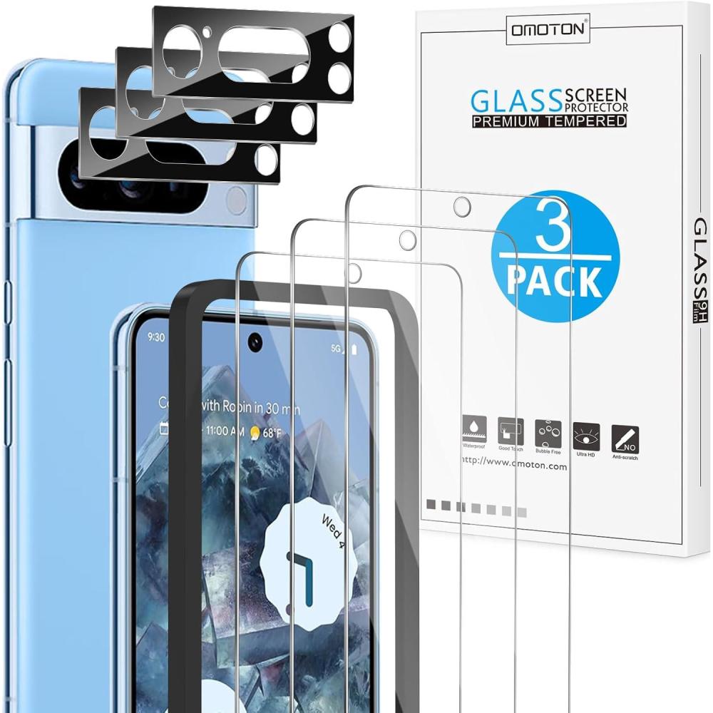 imageOMOTON 32 Pack for Google Pixel 10 Pro XL Screen Protector 68 Inch 2025 3 Tempered Glass Film and 2 Camera Lens Protector Bubblefree Easy Installation Not for Pixel 10 Pro 10Pixel 8 Pro  67 Inch
