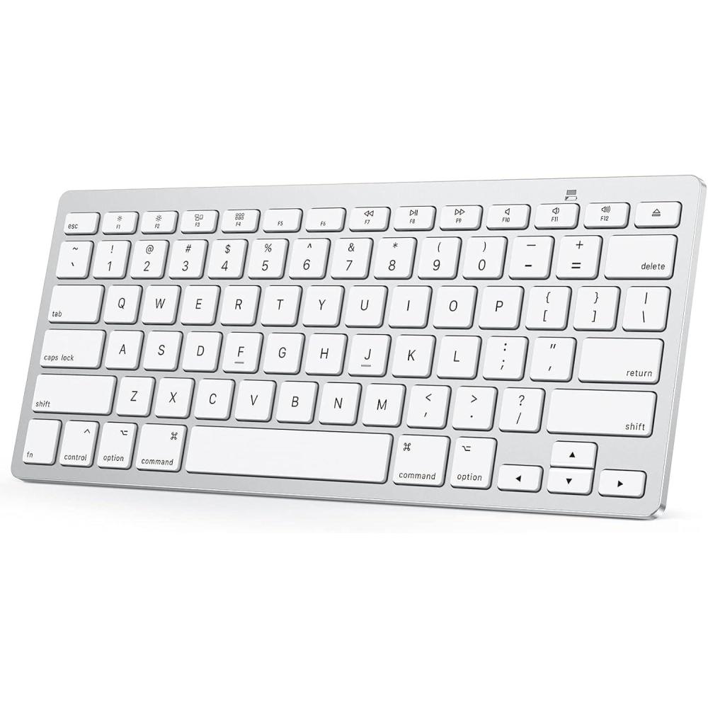 imageOMOTON Bluetooth Keyboard Compatible with Mac ONLY Compact Wireless Keyboard Compatible with MacBook ProAir iMac Mac miniPro Laptop and PC SilverSilver