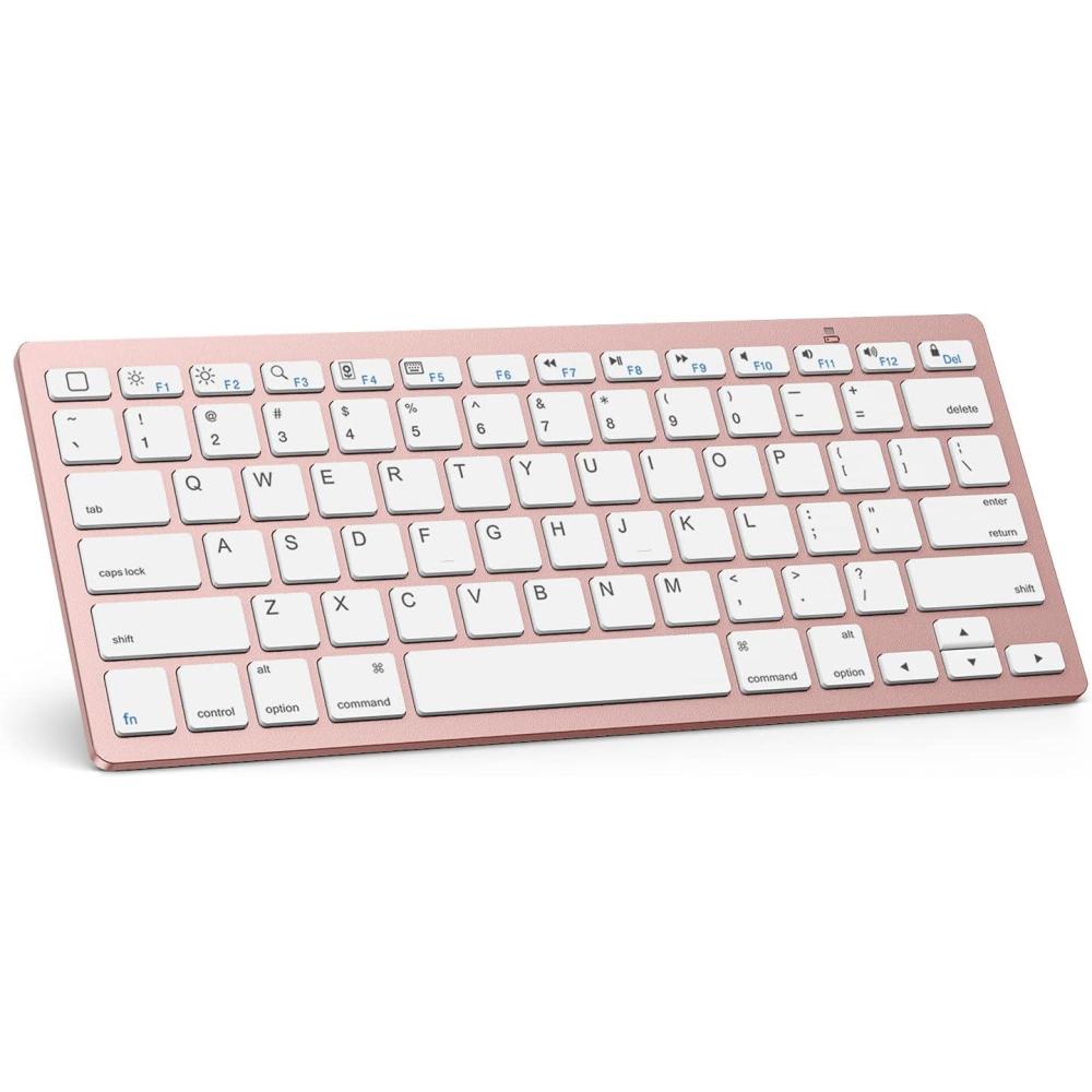 imageOMOTON Bluetooth Keyboard Compatible with iPad 10th Generation iPad 102 9th8th7th iPad Pro 1312911 inch iPad AirMini and More iOS Devices WhitePink gold
