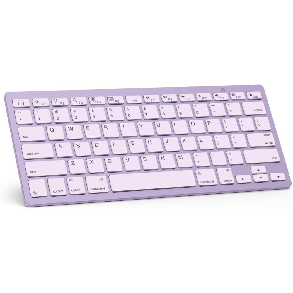 imageOMOTON Bluetooth Keyboard Compatible with iPad 10th Generation iPad 102 9th8th7th iPad Pro 1312911 inch iPad AirMini and More iOS Devices WhitePurple