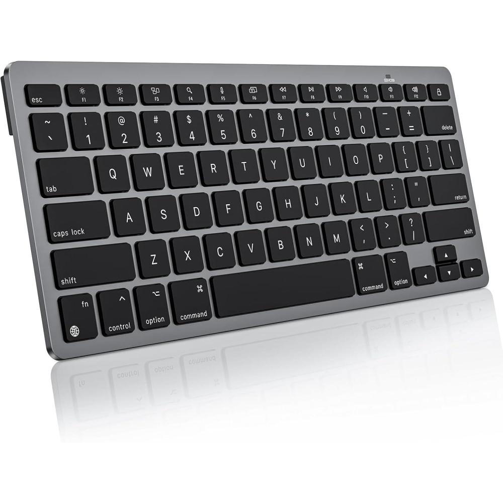 imageOMOTON Bluetooth Keyboard for Mac UltraSlim Wireless Keyboard with Stable Connection Compatible with iMac iMac Pro MacBook ProAir Mac mini Laptop Black GreyBlack Grey
