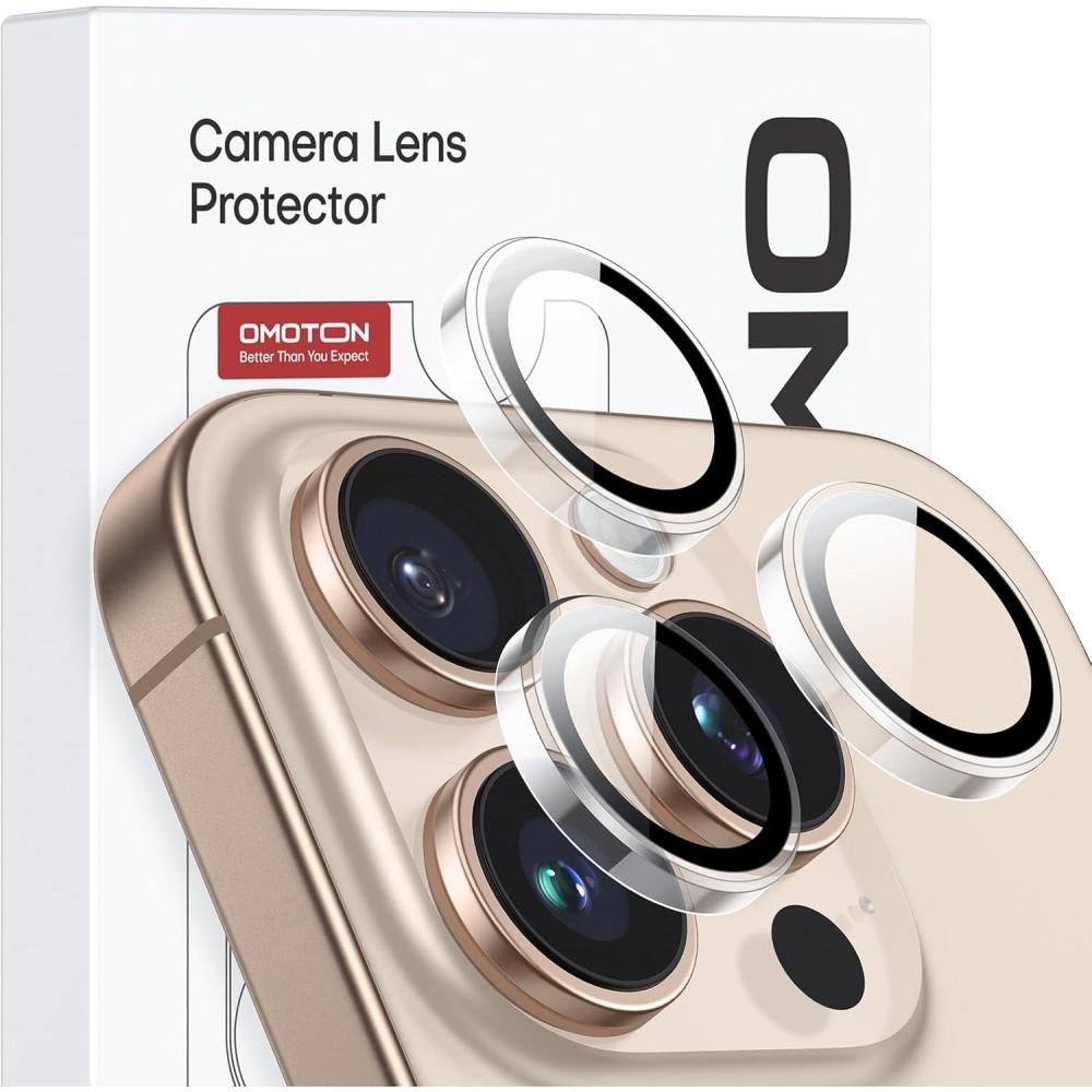 imageOMOTON Clear Camera Lens Protector for iPhone 16 Pro Max16 Pro Individual Camera Lens Protector Highdefinition Photos Ultrathin Tempered Glass Lens Protector 2 Set Transparent RingTransparent