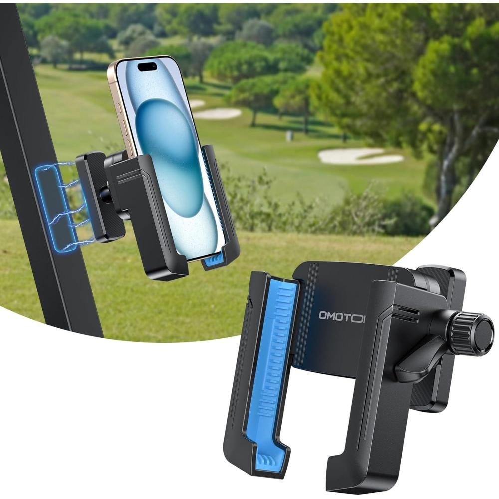 imageOMOTON Golf Cart Phone Holder Magnetic Phone Mount with Safety Lock ampamp 360 Adjustable Phone Caddy Universal Fit for iPhoneGalaxyGoogle Pixel Golf Accessories for EZGOClub CarYamaha