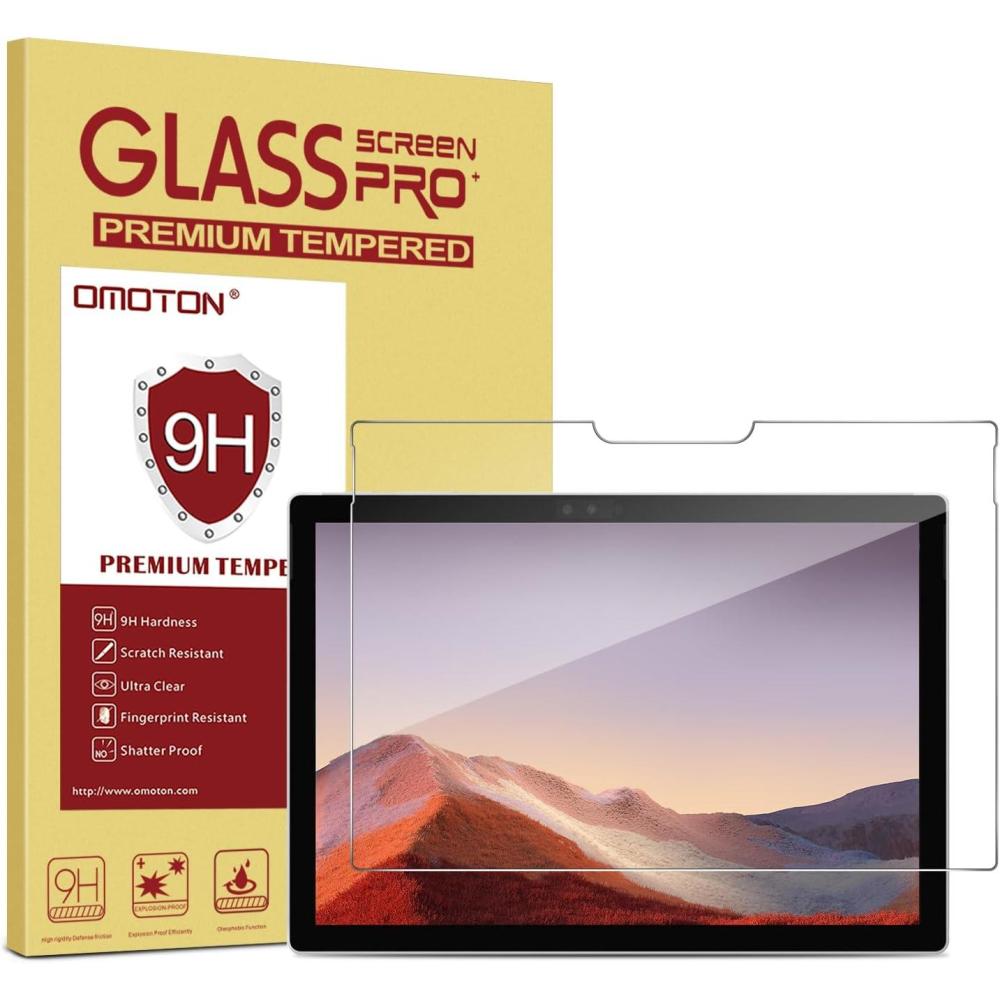 imageOMOTON Screen Protector Compatible with Surface Pro 7 PlusSurface Pro 7Surface Pro 6 Surface Pro 5Surface Pro 4  Tempered Glass High Responsivity Scratch Resistant High Definition