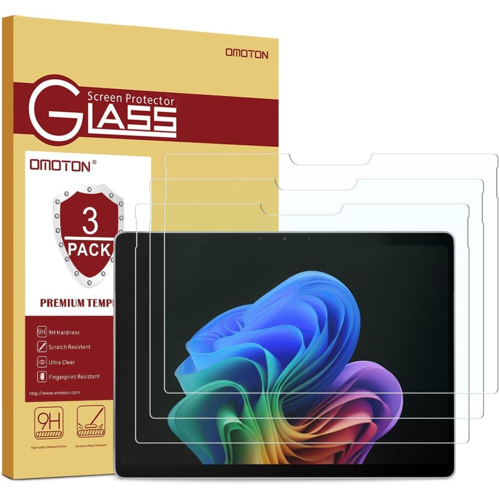 imageOMOTON Screen Protector for Microsoft Surface Pro 12 inch 2025 Tempered GlassCase FriendlySurface Pen Compatible 2 PackSurface Pro 111098X13