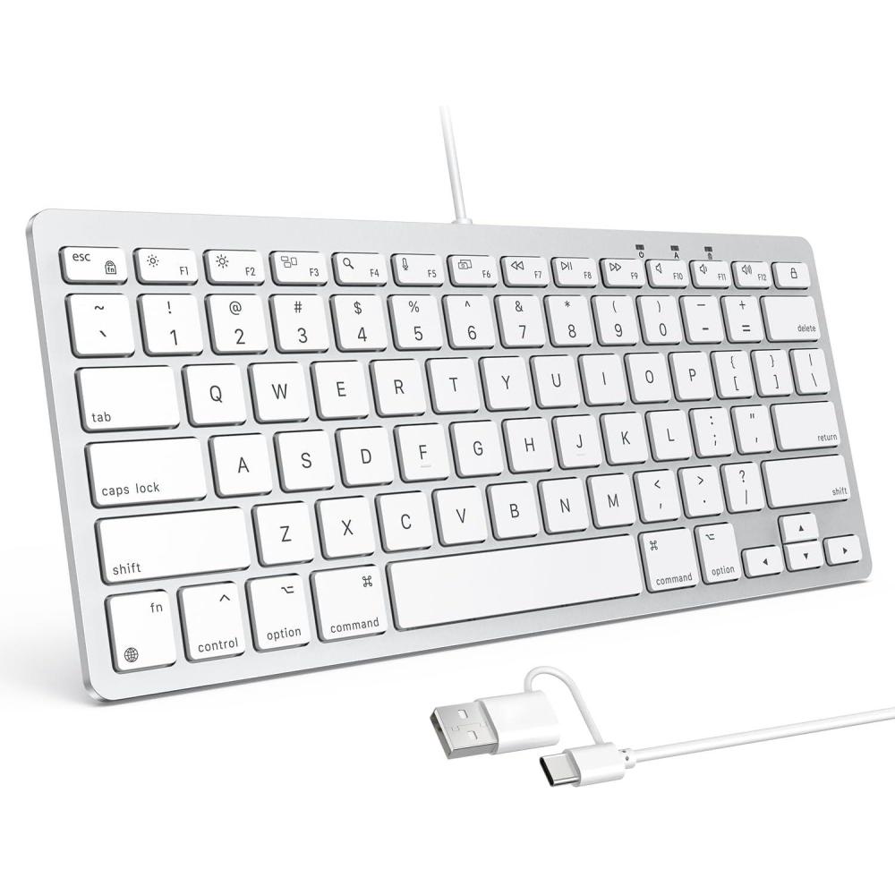 imageOMOTON Wired Keyboard for Mac Devices ONLY with Dual Interface Comfortable Typing Angle ampamp Stable Connection Compatible with MacBook iMac Mac mini PCWhiteAWhite