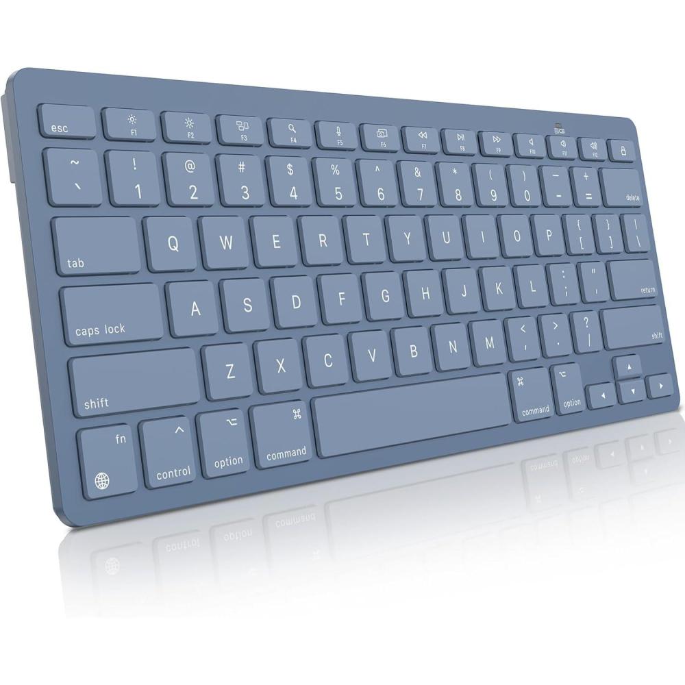 imageOMOTON Wireless Keyboard for MacMacBook ProAir 14 Media Shortcuts Slim ampamp Portable Design Stable Bluetooth Keyboard Blue