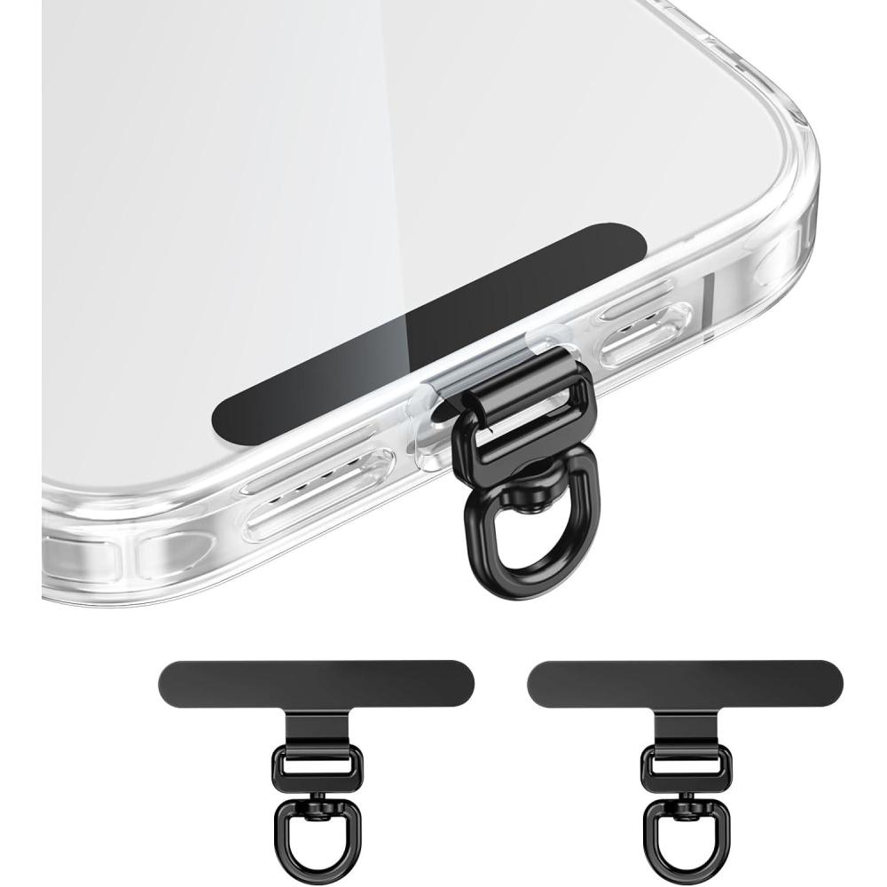 imagePhone Tether Tab ampamp Lanyard Tab 360 Swivel Clip  Ultra Thin Stainless Steel Universal Patch for All Phone CasesBlackblack