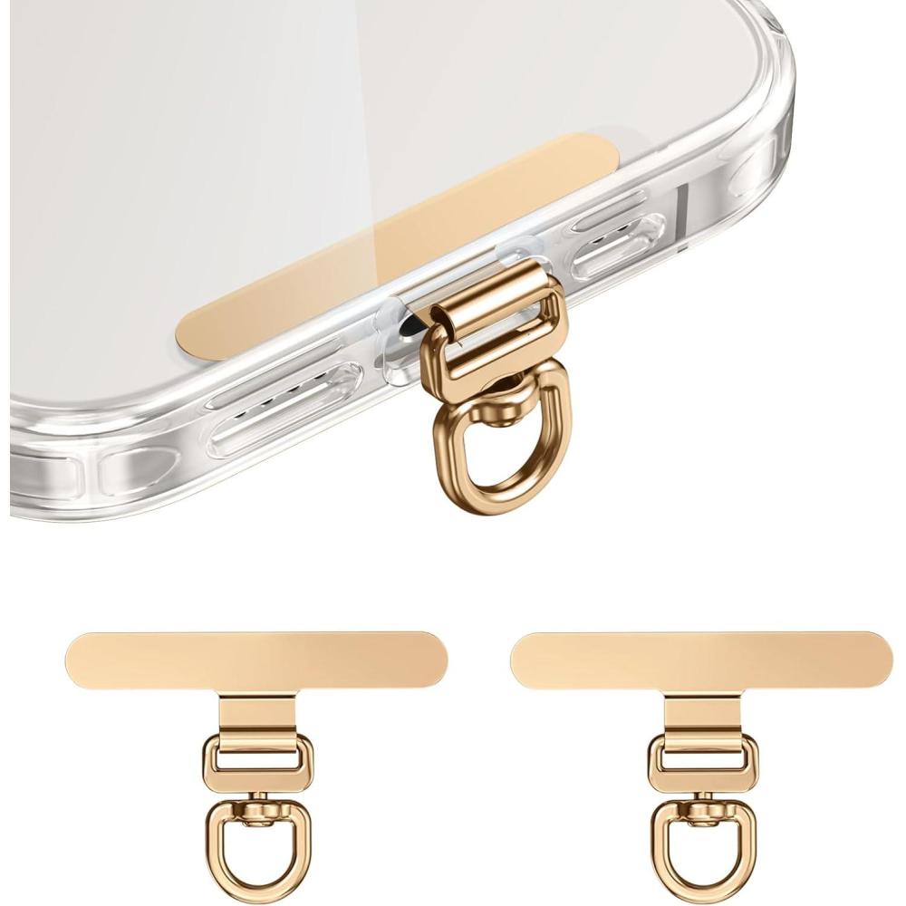 imagePhone Tether Tab ampamp Lanyard Tab 360 Swivel Clip  Ultra Thin Stainless Steel Universal Patch for All Phone CasesChampagne Gold2