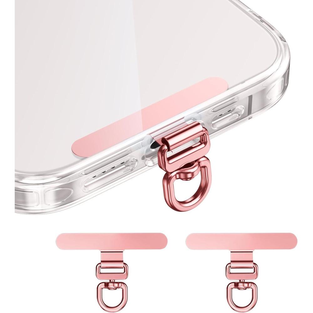 imagePhone Tether Tab ampamp Lanyard Tab 360 Swivel Clip Ultra Thin Stainless Steel Universal Patch for All Phone CasesRose Gold2