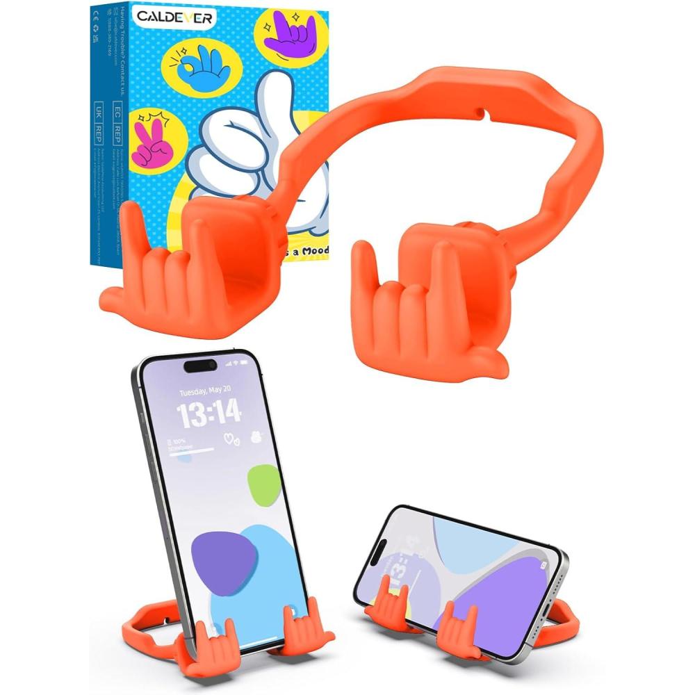 imageStocking Stuffers for Teen Boys Girls Gifts Cell Phone Stand Upgrade Adjustable Rock on Lazy Phone Stand for Desk Cool Funny Gadget Gifts for Christmas Adult Men Women Wife 1Pack BlueOrange Red