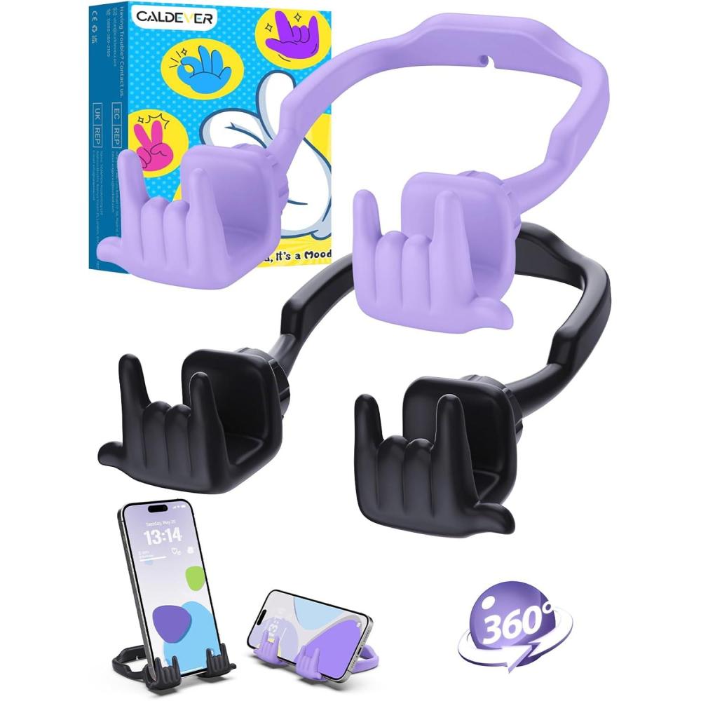 imageStocking Stuffers for Teen Boys Girls Gifts Cell Phone Stand Upgrade Adjustable Rock on Lazy Phone Stand for Desk Cool Funny Gadget Gifts for Christmas Adult Men Women Wife 2Pack Forest Green RedBlackPurple