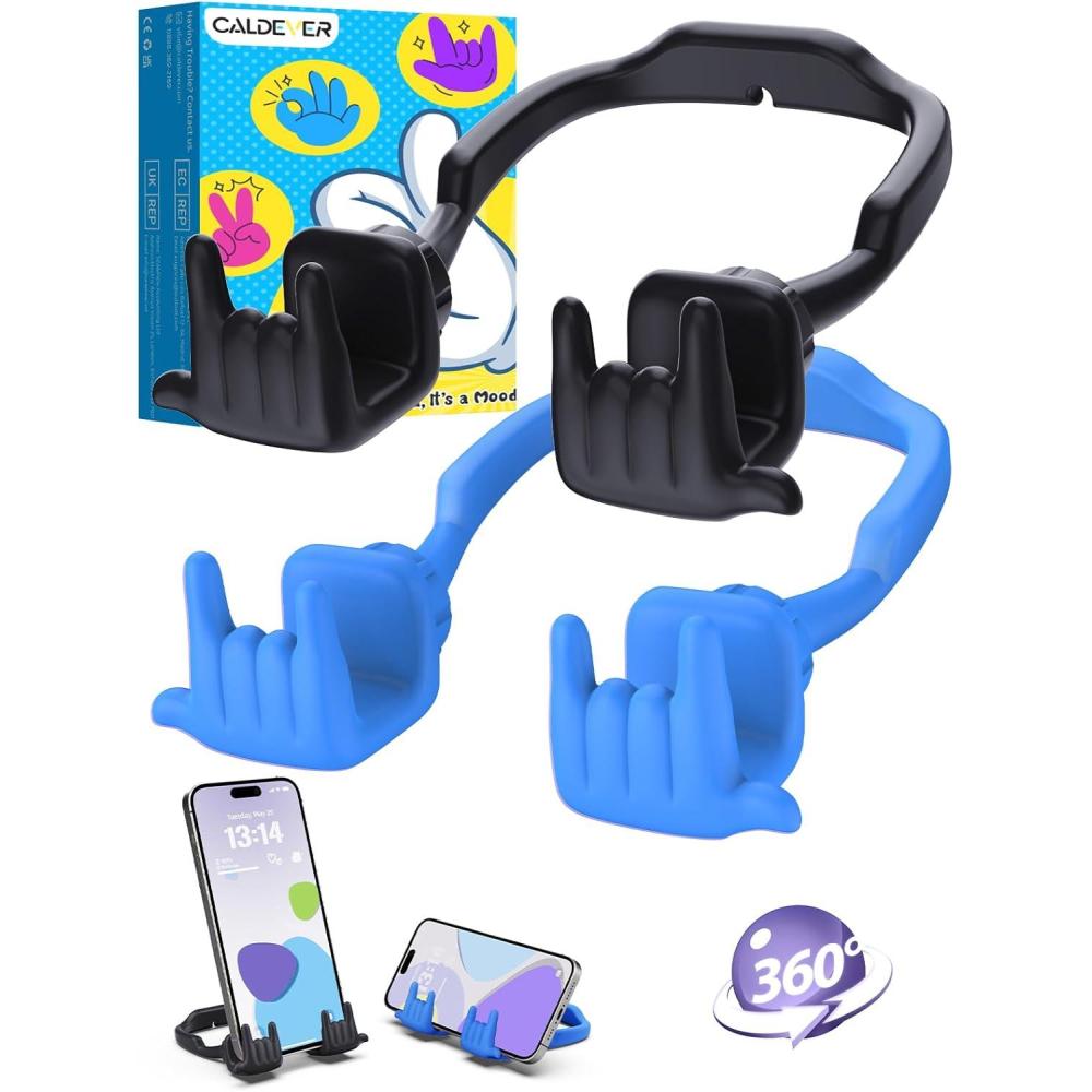 imageStocking Stuffers for Teen Boys Girls Gifts Cell Phone Stand Upgrade Adjustable Rock on Lazy Phone Stand for Desk Cool Funny Gadget Gifts for Christmas Adult Men Women Wife 2Pack Forest Green RedBlackBlue