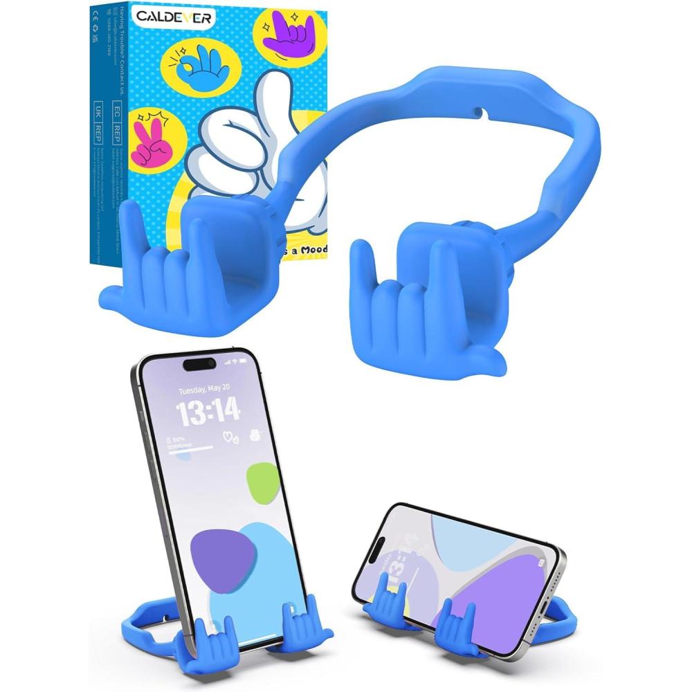 imageStocking Stuffers for Teen Boys Girls Gifts Cell Phone Stand Upgrade Adjustable Rock on Lazy Phone Stand for Desk Cool Funny Gadget Gifts for Christmas Adult Men Women Wife 1Pack BlueBlue