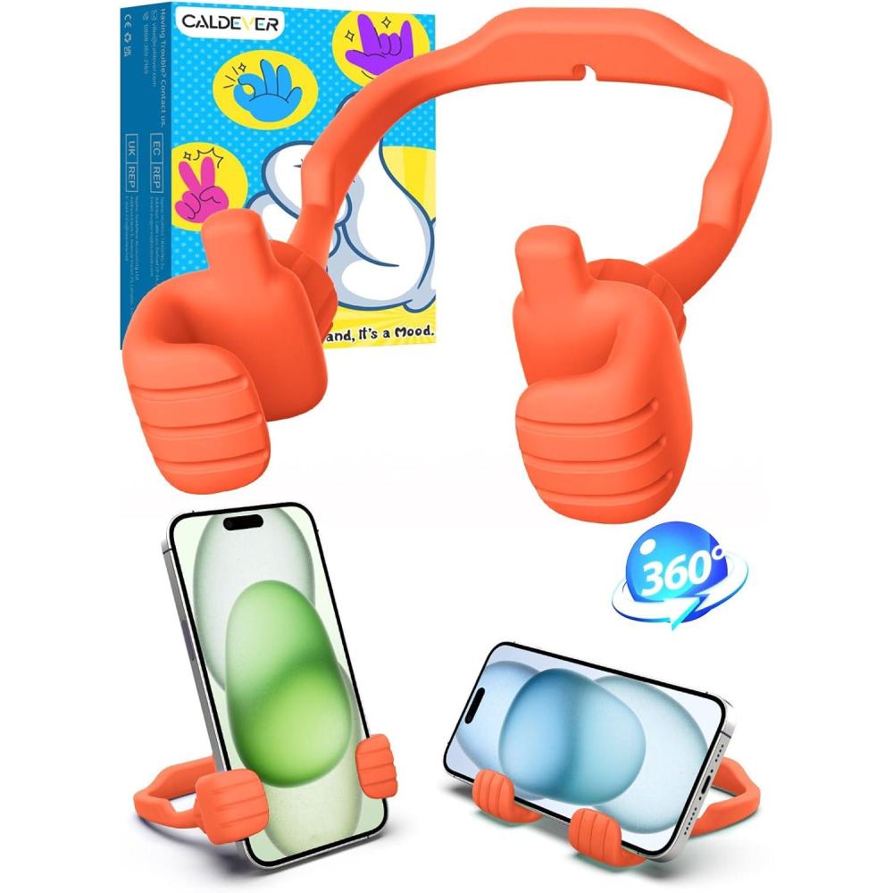 imageStocking Stuffers for Teens Boys Girls Cell Phone Stand Upgrade Adjustable Thumbs Up Lazy Phone Holder for Desk Fun Birthday Gifts for Grandma Adults Husband from Wife Sky Blue 1Orange Red
