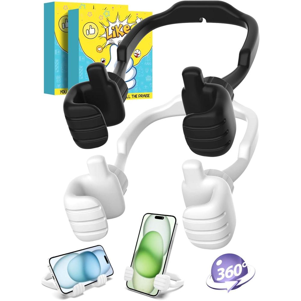 imageStocking Stuffers for Teens Boys Girls Cell Phone Stand Upgrade Adjustable Thumbs Up Lazy Phone Holder for Desk Fun Birthday Gifts for Grandma Adults Husband from WifeBlack  White