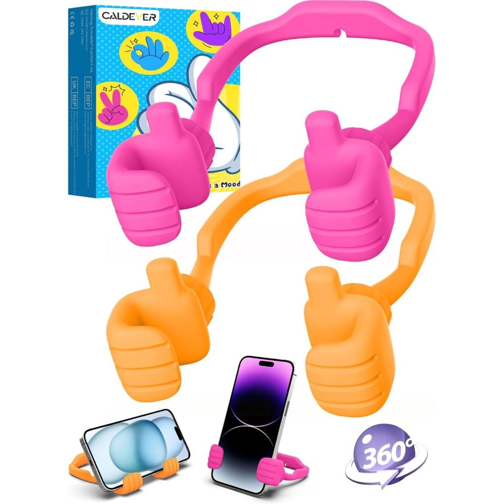 imageStocking Stuffers for Teens Boys Girls Cell Phone Stand Upgrade Adjustable Thumbs Up Lazy Phone Holder for Desk Fun Birthday Gifts for Grandma Adults Husband from WifeHot Pink  Orange Yellow