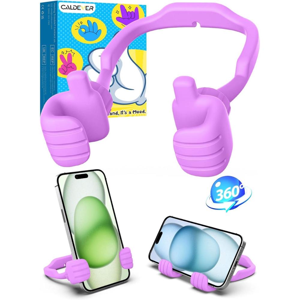 imageStocking Stuffers for Teens Boys Girls Cell Phone Stand Upgrade Adjustable Thumbs Up Lazy Phone Holder for Desk Fun Birthday Gifts for Grandma Adults Husband from Wife Sky Blue 1Bright Purple