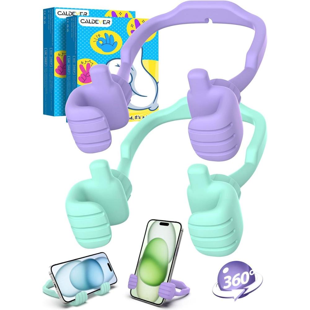 imageStocking Stuffers for Teens Boys Girls Cell Phone Stand Upgrade Adjustable Thumbs Up Lazy Phone Holder for Desk Fun Birthday Gifts for Grandma Adults Husband from WifePurple  Green