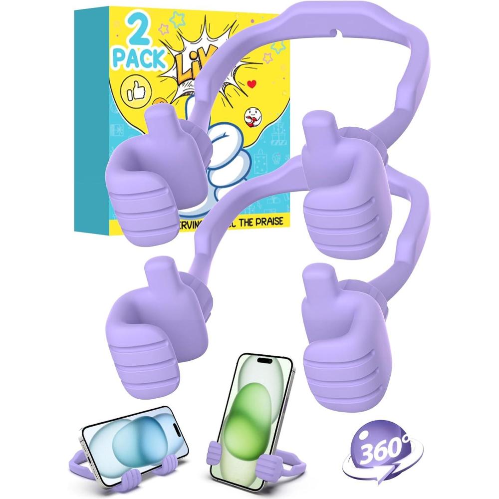 imageStocking Stuffers for Teens Boys Girls Cell Phone Stand Upgrade Adjustable Thumbs Up Lazy Phone Holder for Desk Fun Birthday Gifts for Grandma Adults Husband from WifePurple