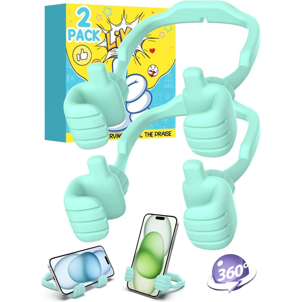 imageStocking Stuffers for Teens Boys Girls Cell Phone Stand Upgrade Adjustable Thumbs Up Lazy Phone Holder for Desk Fun Birthday Gifts for Grandma Adults Husband from WifeGreen