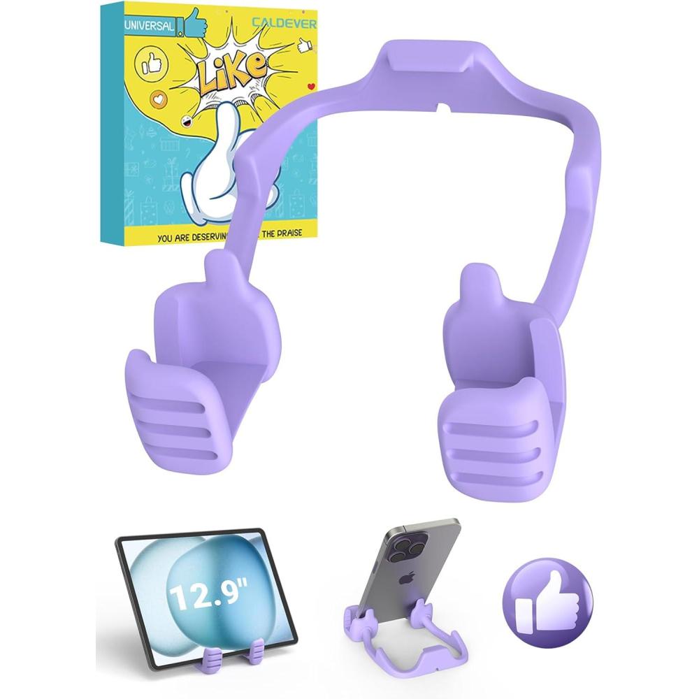 imageStocking Stuffers for Teens Boys Men Adults for Kids Tablet Stand Thumbs Up Lazy Cell Phone Stand Holder for Desk Funny Gift for Women Girls Husband Wief Ideas Birthday GadgetsPurple
