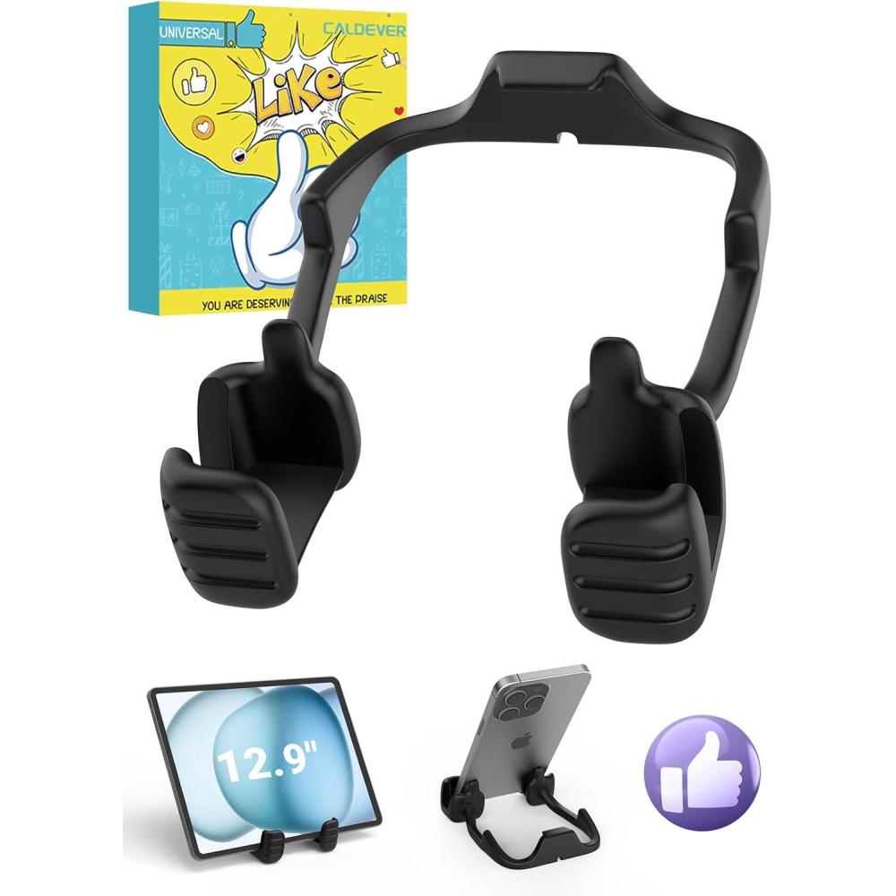 imageStocking Stuffers for Teens Boys Men Adults for Kids Tablet Stand Thumbs Up Lazy Cell Phone Stand Holder for Desk Funny Gift for Women Girls Husband Wief Ideas Birthday GadgetsBlack