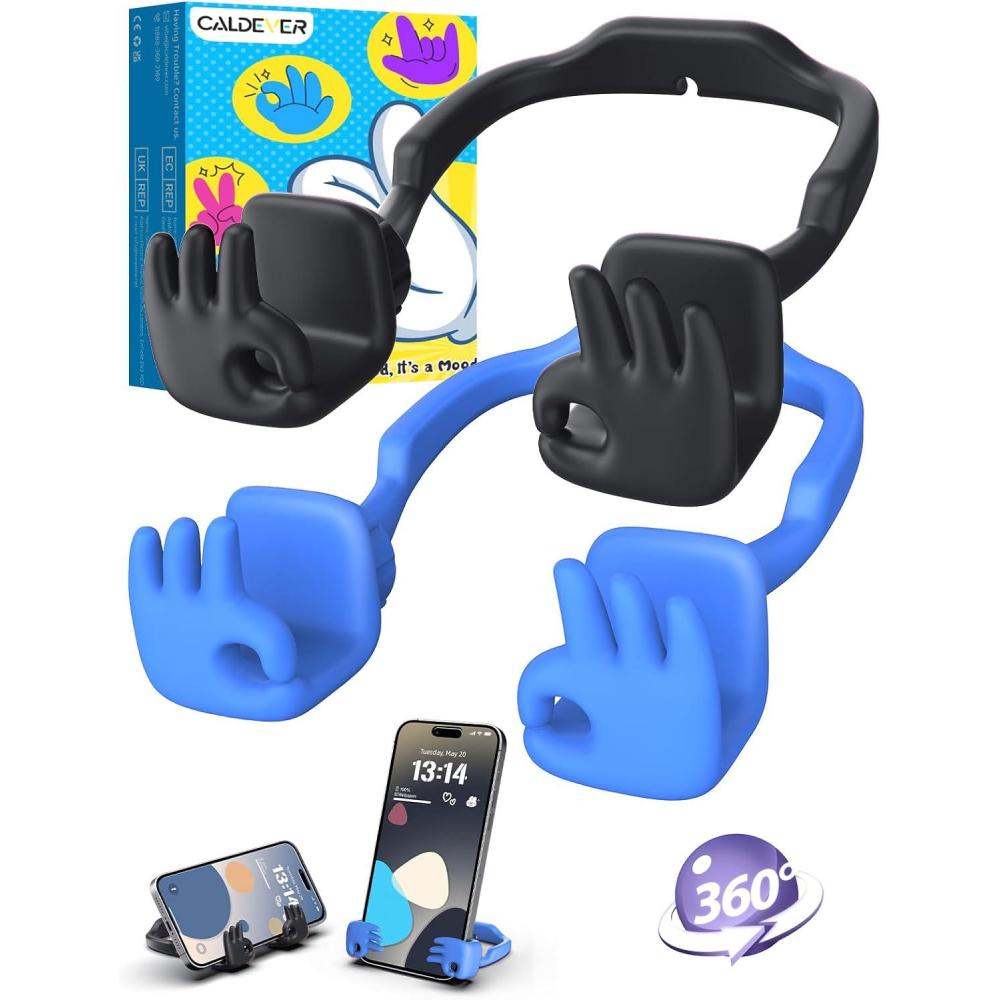 imageStocking Stuffers for Teens Girls Women Gifts Cell Phone Holder OK Sign Adjustable Phone Holder for Desk Gift for Adults Kids Teenage Birthday Funny Cool Gadget Trendy Stuff Ideas Gifts for ChristmasBlack  Blue