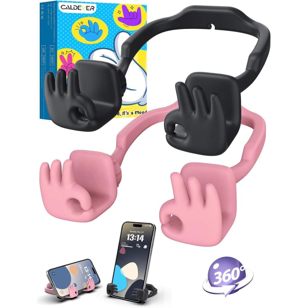 imageStocking Stuffers for Teens Girls Women Gifts Cell Phone Holder OK Sign Adjustable Phone Holder for Desk Gift for Adults Kids Teenage Birthday Funny Cool Gadget Trendy Stuff Ideas Gifts for ChristmasBlack  Pink