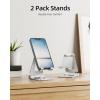 Nulaxy 2 Pack Dual Folding Cell Phone Stand, Fully Adjustable Foldable Desktop Phone Holder Cradle Dock Compatible with iPhone 17 16 15 14 13 12 11 Pro Max Xs Xr X 8, All Phones, Black & Silver(E-Silver)