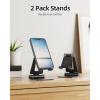 Nulaxy 2 Pack Dual Folding Cell Phone Stand, Fully Adjustable Foldable Desktop Phone Holder Cradle Dock Compatible with iPhone 17 16 15 14 13 12 11 Pro Max Xs Xr X 8, All Phones, Black & Silver(C-Black)