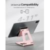 Nulaxy Aluminum Dual Foldable iPad Stand, Fully Adjustable Desktop Tablet Holder, Tablet Accessories for Office Kindle Compatible with Mobile Devices iPad Pro/Air/Mini, iPhone Pro/Max/Plus, Black(C-Rose Gold)