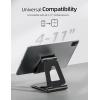 Nulaxy Aluminum Dual Foldable iPad Stand, Fully Adjustable Desktop Tablet Holder, Tablet Accessories for Office Kindle Compatible with Mobile Devices iPad Pro/Air/Mini, iPhone Pro/Max/Plus, Black(A-Black)
