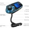 Nulaxy Car Bluetooth FM Transmitter [2024 Upgraded], 1.44″ Display Flexible Gooseneck, Handsfree Call Wireless Music Stereo Audio Player Radio Adapter Car Kit USB Phone Charger, TF SD Card AUX-KM18(Blue)