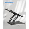 Nulaxy Fully Adjustable Laptop Stand for Desk, Dual Foldable Aluminum Computer Riser with Heat-Vent, Ergonomic Notebook Holder Portable Office Accessories Compatible with All 10-17″ Laptops, Silver(Black)