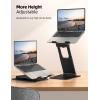 Nulaxy Height Adjustable Laptop Stand for Desk, Dual Foldable Aluminum Computer Riser, Pull Out Design Ergonomic Sit to Notebook Holder Convertor, Compatible with All 10-17″ Laptops, Tablets, Gray(B-Black)