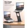 Nulaxy Height Adjustable Laptop Stand for Desk, Dual Foldable Aluminum Computer Riser, Pull Out Design Ergonomic Sit to Notebook Holder Convertor, Compatible with All 10-17″ Laptops, Tablets, Gray(A-Gray)