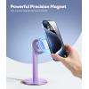 Nulaxy Magnetic Full Aluminum Cell Phone Stand for MagSafe with Metal Ring, 360 Rotating Phone Stand for Desk, Office Desk Accessories, Adjustable Phone Holder Compatible with All Phones, Gray(E-Purple)