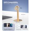 Nulaxy Magnetic Full Aluminum Cell Phone Stand for MagSafe with Metal Ring, 360 Rotating Phone Stand for Desk, Office Desk Accessories, Adjustable Phone Holder Compatible with All Phones, Gray(F-Gold)
