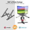 OMOTON 360° Rotating Laptop Stand Riser for Desk, Ergonomic Foldable Computer Stand Adjustable Height Angles for Collaborative Work, Easy Storage Fit Macbooks,All Laptops up to 16 inches, Silver(Black)