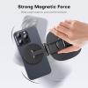 OMOTON 360°Rotating Magnetic Phone Stand for Desk, Adjustable Foldable Aluminum for MagSafe Cell Phone Stand Holder with Non-Slip Base, for iPhone 17/16/15/14 Pro Max Air/MagSafe Case- Black(Black)